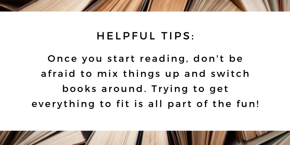 The 52 Book Club's 2021 guide, helpful tips: don't be afraid to mix things up and switch books around!