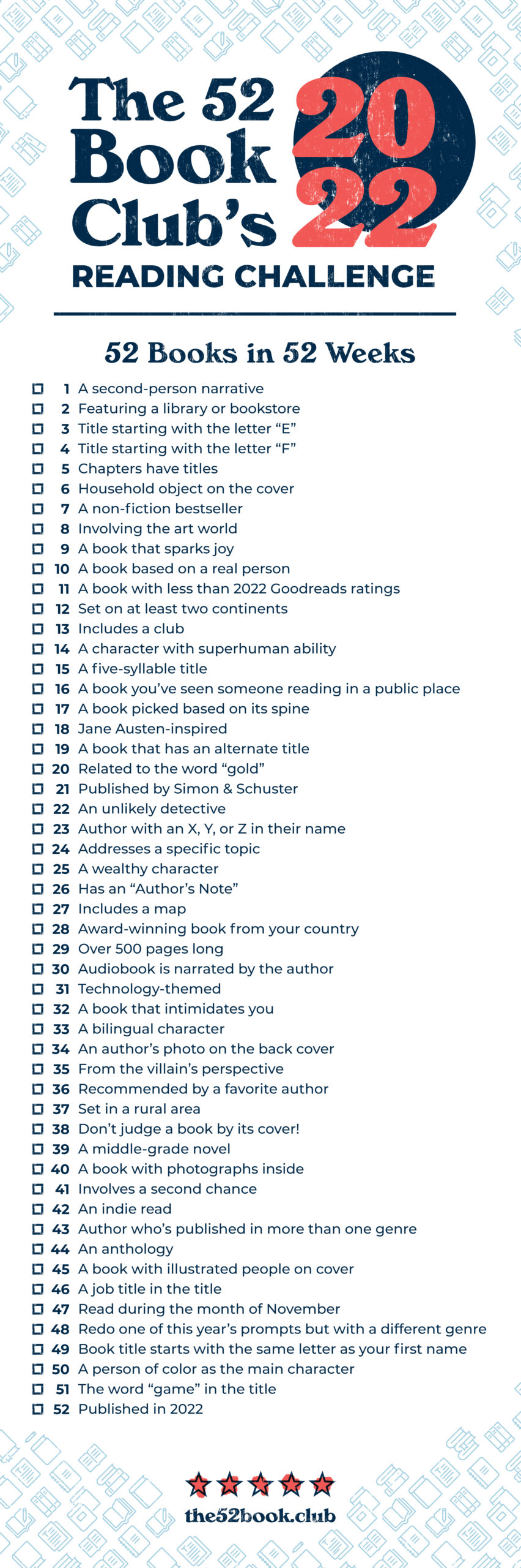 2022 Reading Challenge The 52 Book Club