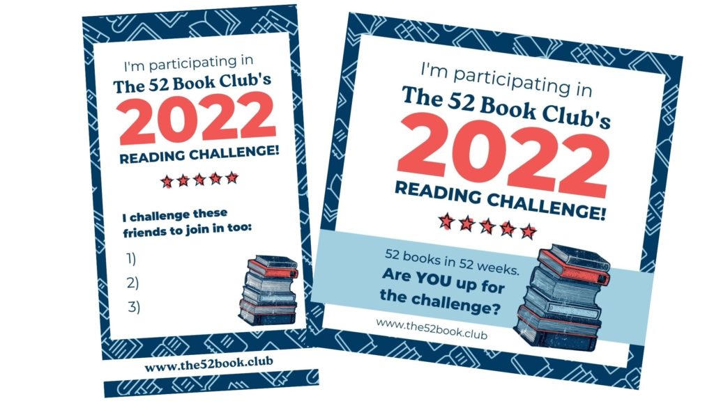 I'm participating in The 52 Book Club's 2022 Reading Challenge graphics
