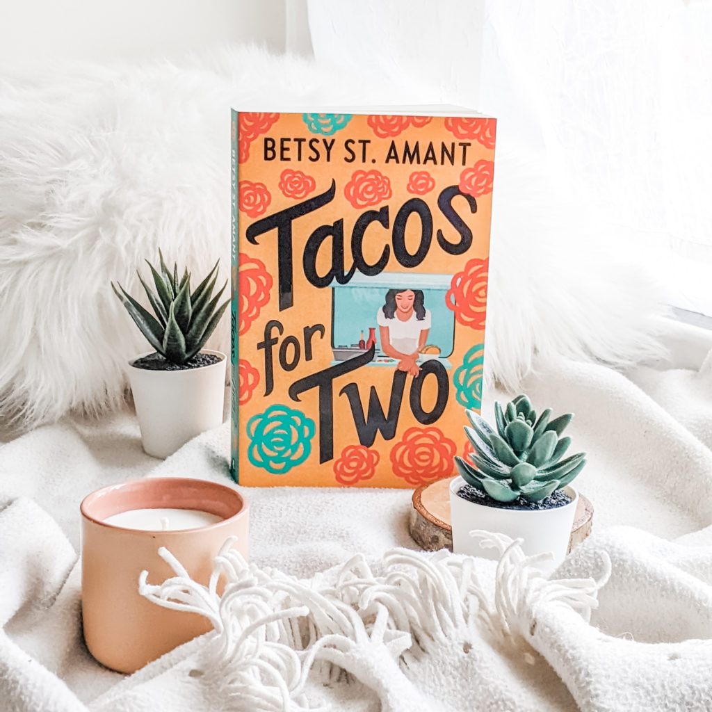 Tacos for Two, book set against white background. Photo by The 52 Book Club